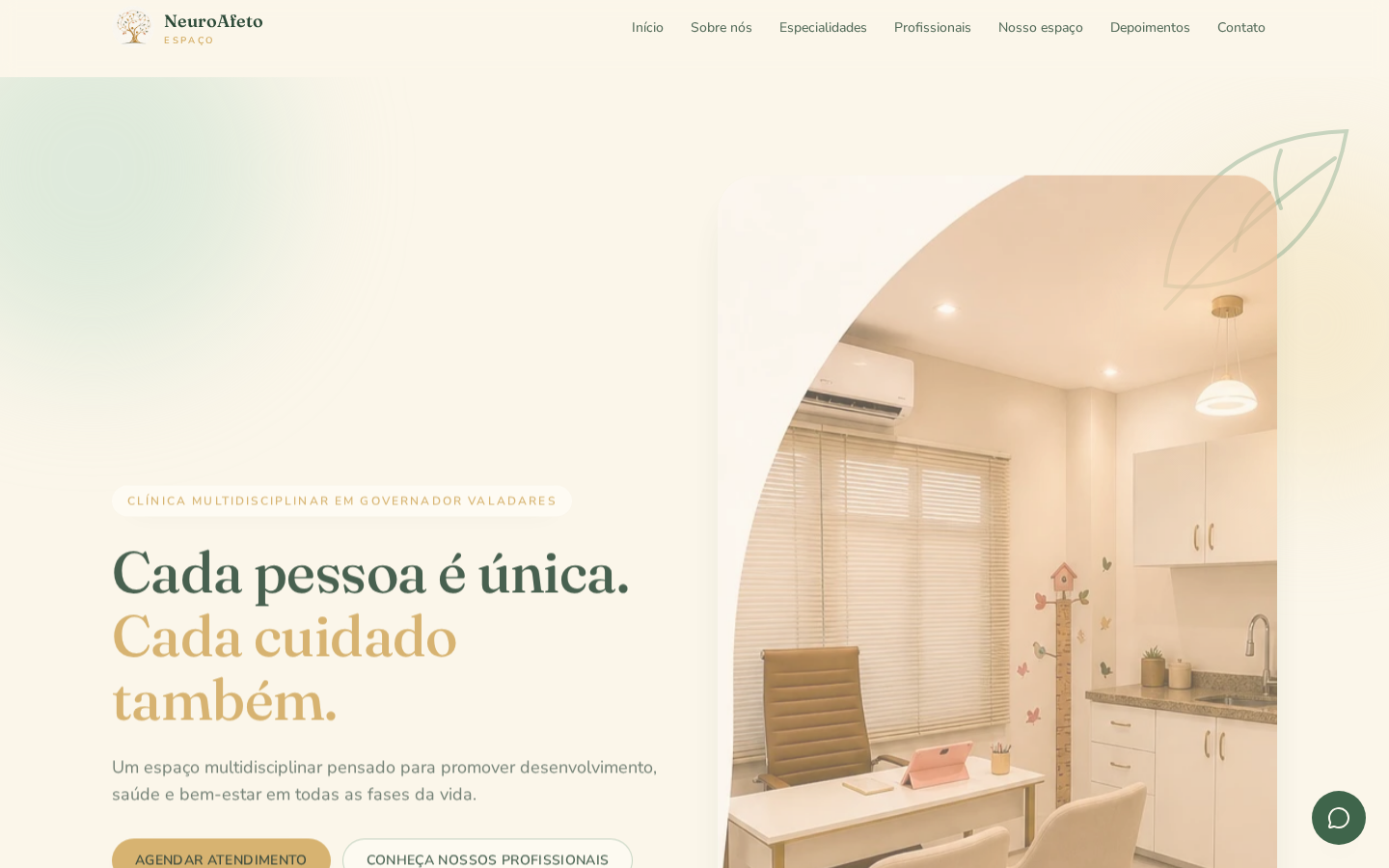 Página inicial do site NeuroAfeto